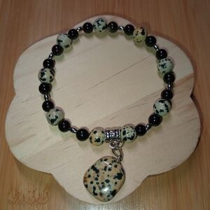Chunky Crystal Pendant Beaded Bracelet Handmade Handcrafted Witchcrafted